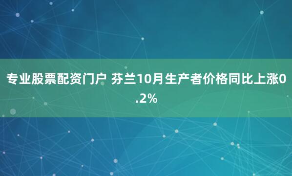 专业股票配资门户 芬兰10月生产者价格同比上涨0.2%